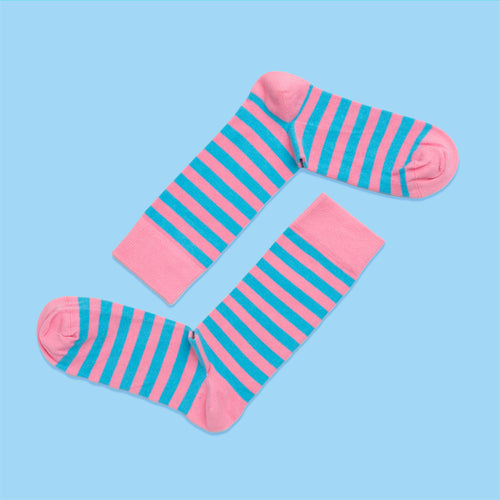 Strumpor - Rosa-turkos randig