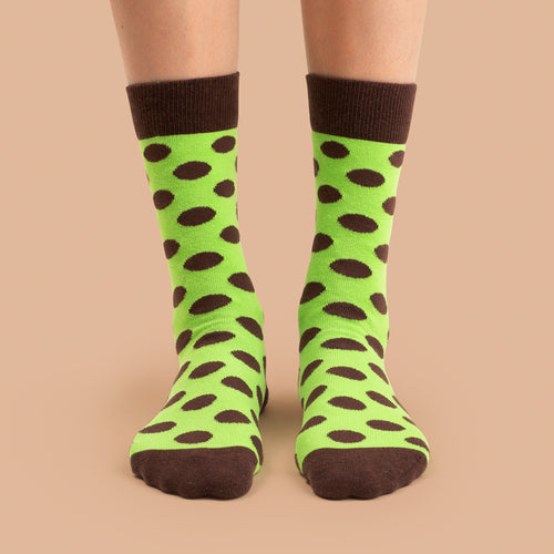 Socks - Green-brown polka dots
