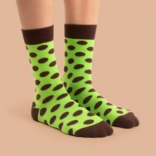 Socks - Green-brown polka dots