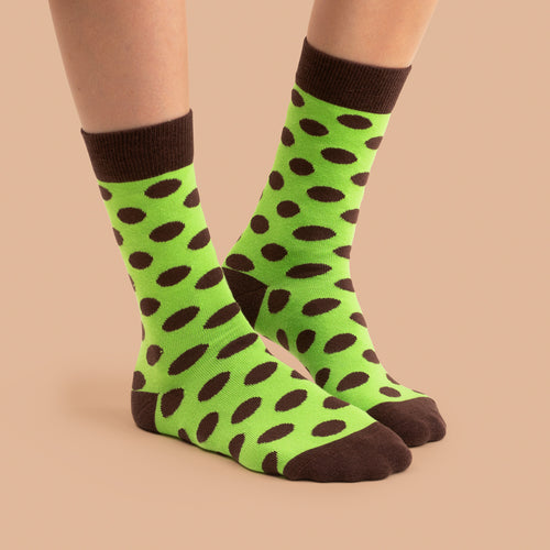 Socks - Green-brown polka dots