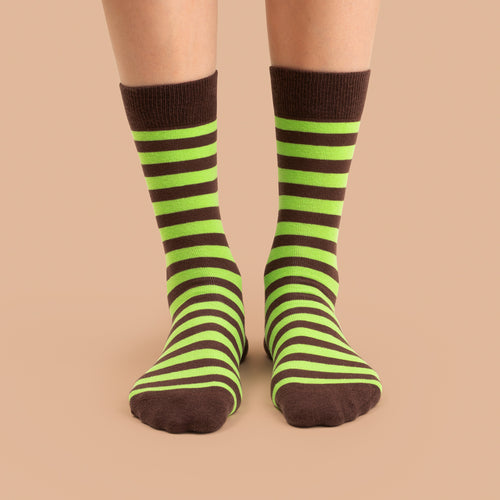 Socks - Green-brown striped