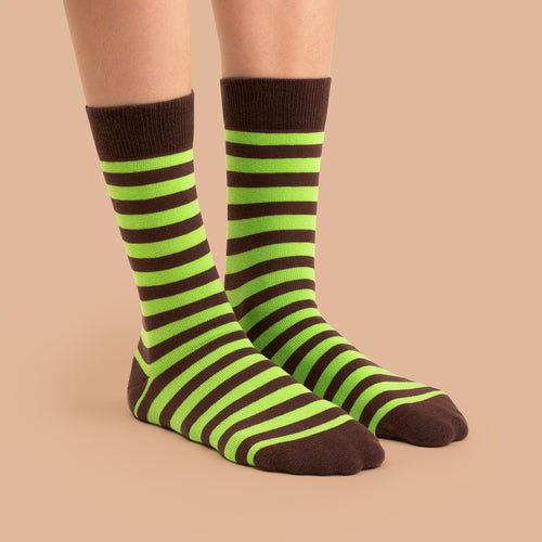 Socks - Green-brown striped