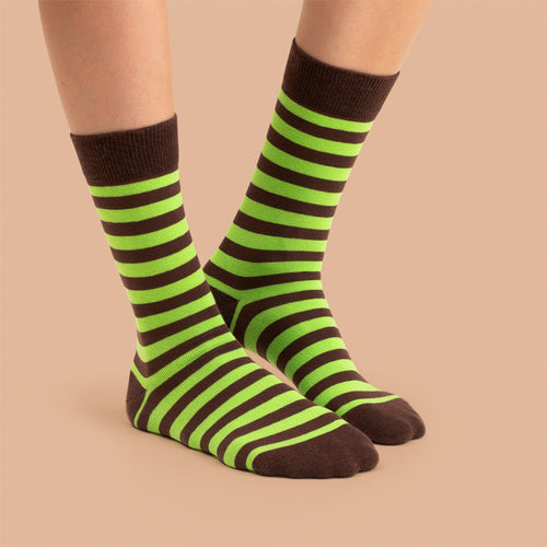 Socks - Green-brown striped