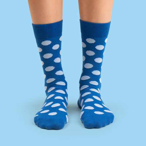 Socks - Blue-light blue polka dot