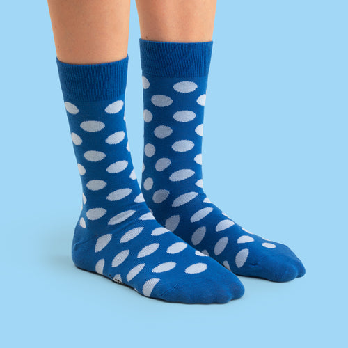Socks - Blue-light blue polka dot