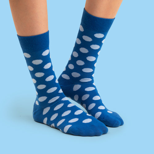 Socks - Blue-light blue polka dot