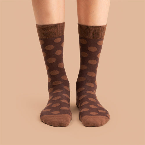 Socks - Brown-brown polka dot