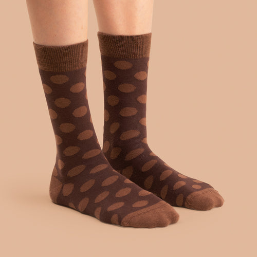 Socks - Brown-brown polka dot