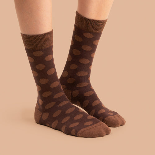 Socks - Brown-brown polka dot