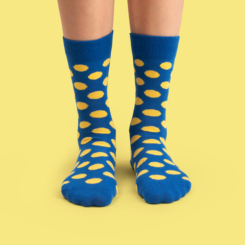 Socks - Blue and yellow polka dots