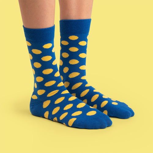 Socks - Blue and yellow polka dots