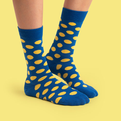 Socks - Blue and yellow polka dots
