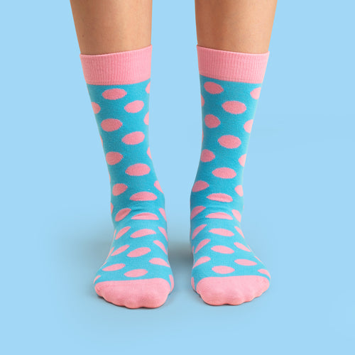 Socks - Pink-turquoise polka dots
