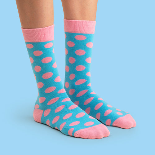 Socks - Pink-turquoise polka dots