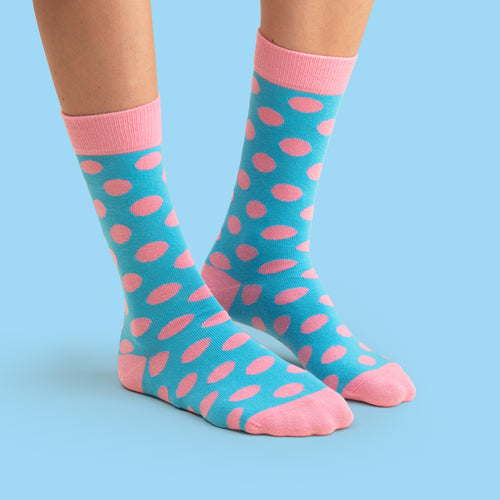 Socks - Pink-turquoise polka dots