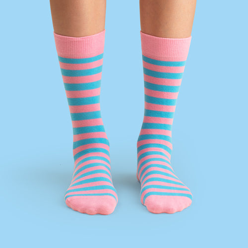 Socks - Pink-turquoise striped