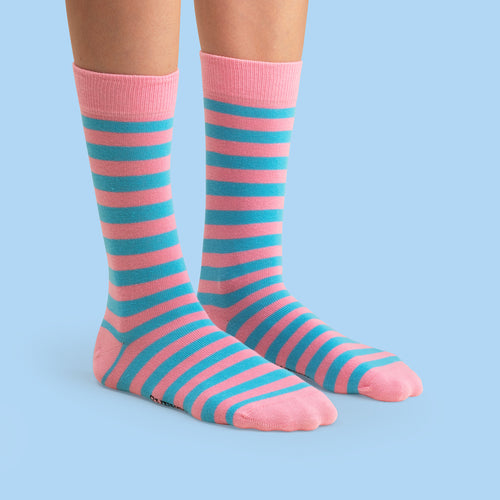 Socks - Pink-turquoise striped