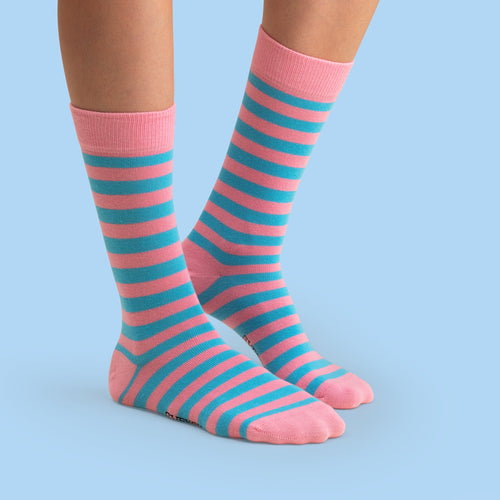 Socks - Pink-turquoise striped