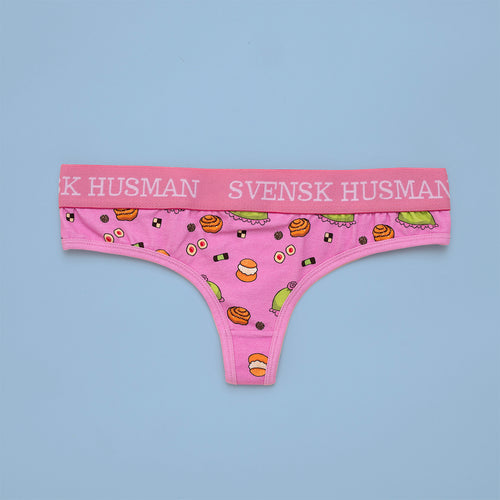 Stringtrosor - FIKA Mönster - Rosa - Svenskhusman