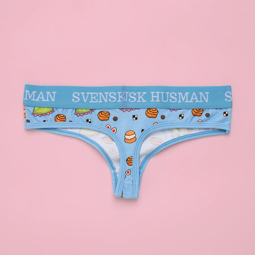 Stringtrosor - FIKA Mönster - Baby blå - Svenskhusman