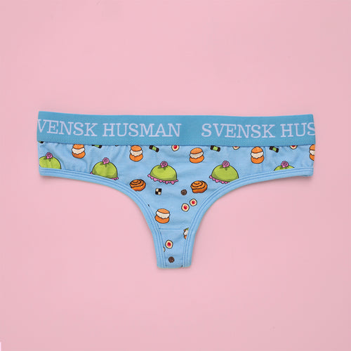 Stringtrosor - FIKA Mönster - Baby blå - Svenskhusman