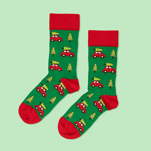 Socken - Gran på bil