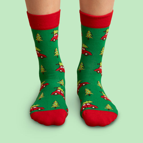 Socken - Gran på bil