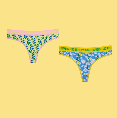 2-pack Stringtrosor Thong - Blommor