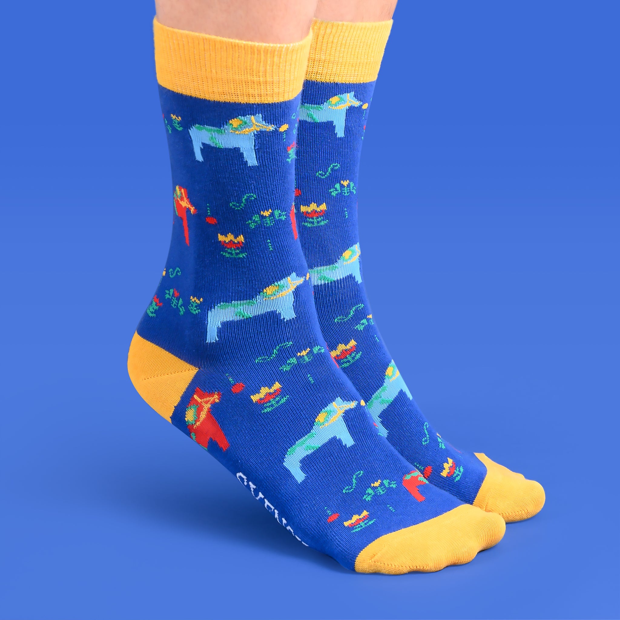Socks Dala horse-Blue